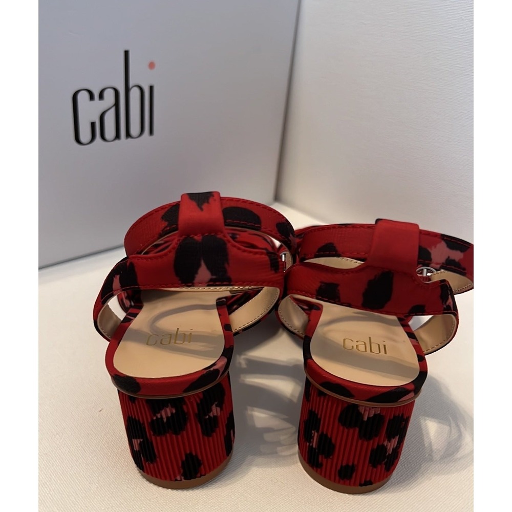 CAbi Red Siren Leopard‎ Print Block Heel Sandals Size 9 - Picture 4 of 6